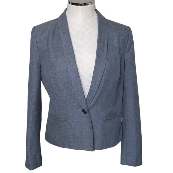 Fossil vintage blazer with ruffle peplum flared back preppy casual grey medium - Picture 1 of 7